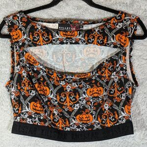 Killstar Fascinate Crop Top Size Large halloween pumpkin goth